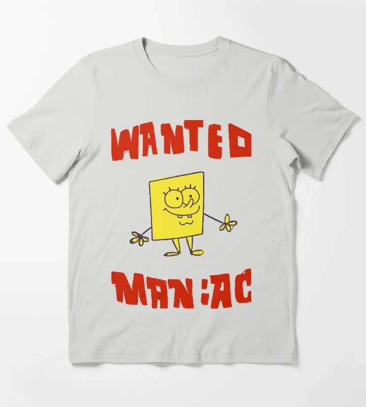 SpongeBob SquarePants Wanted Maniac T-Shirt Light Grey