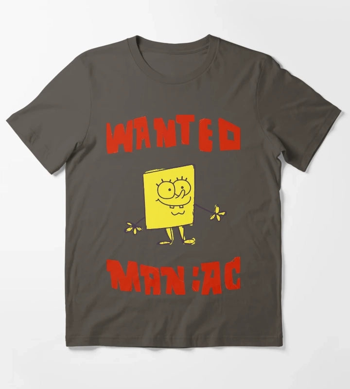 SpongeBob SquarePants Wanted Maniac T-Shirt Dark Grey
