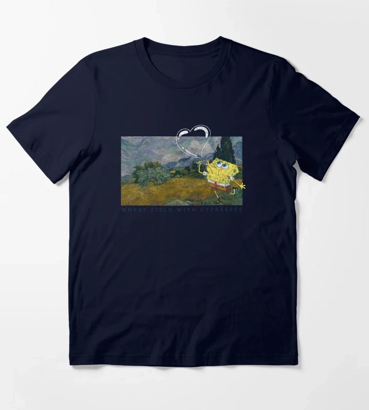 SpongeBob SquarePants Wheat Field With Cypresses T-Shirt Navy