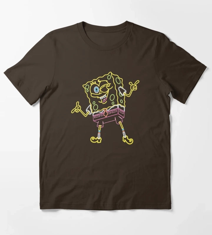 SpongeBob SquarePants Winking Neon Outline T-Shirt Brown