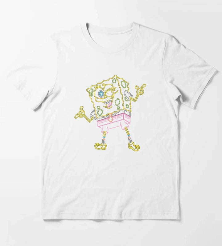 SpongeBob SquarePants Winking Neon Outline T-Shirt White