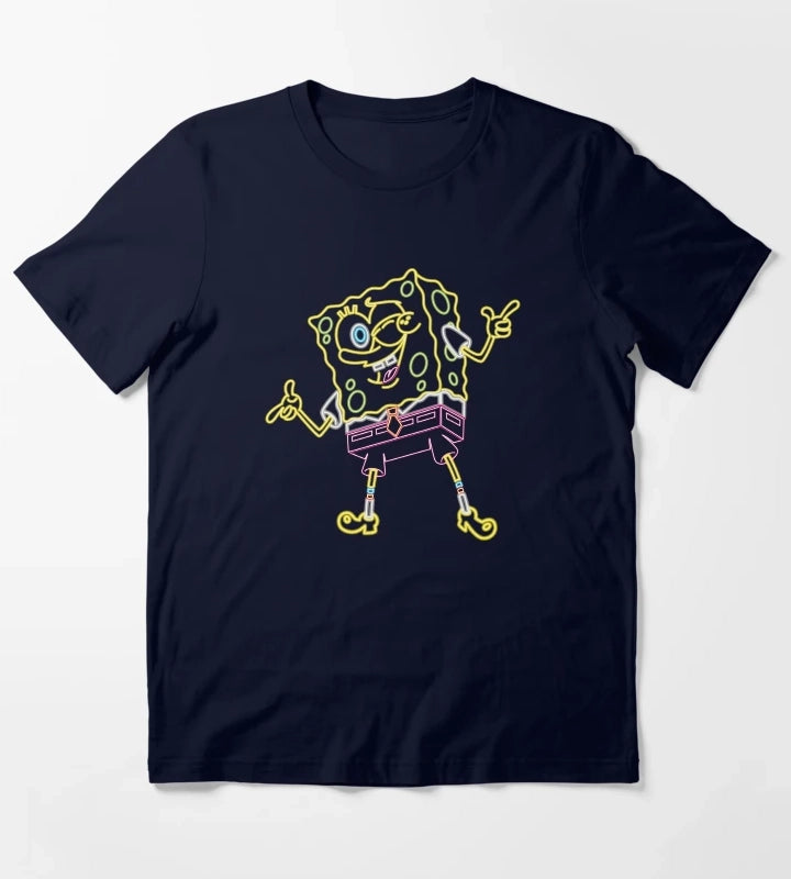 SpongeBob SquarePants Winking Neon Outline T-Shirt Navy