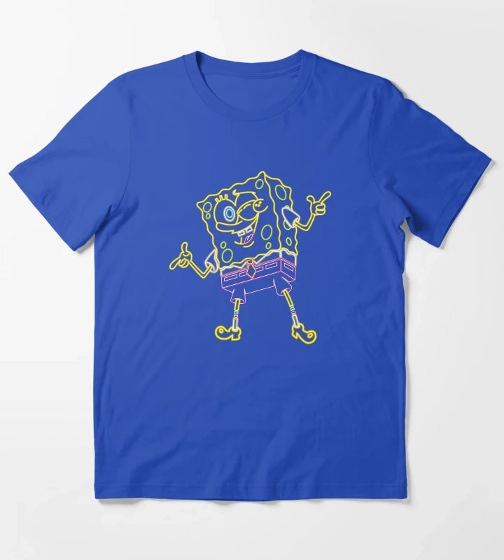 SpongeBob SquarePants Winking Neon Outline T-Shirt Blue