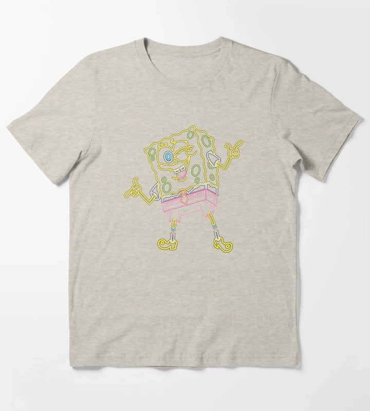 SpongeBob SquarePants Winking Neon Outline T-Shirt Cream