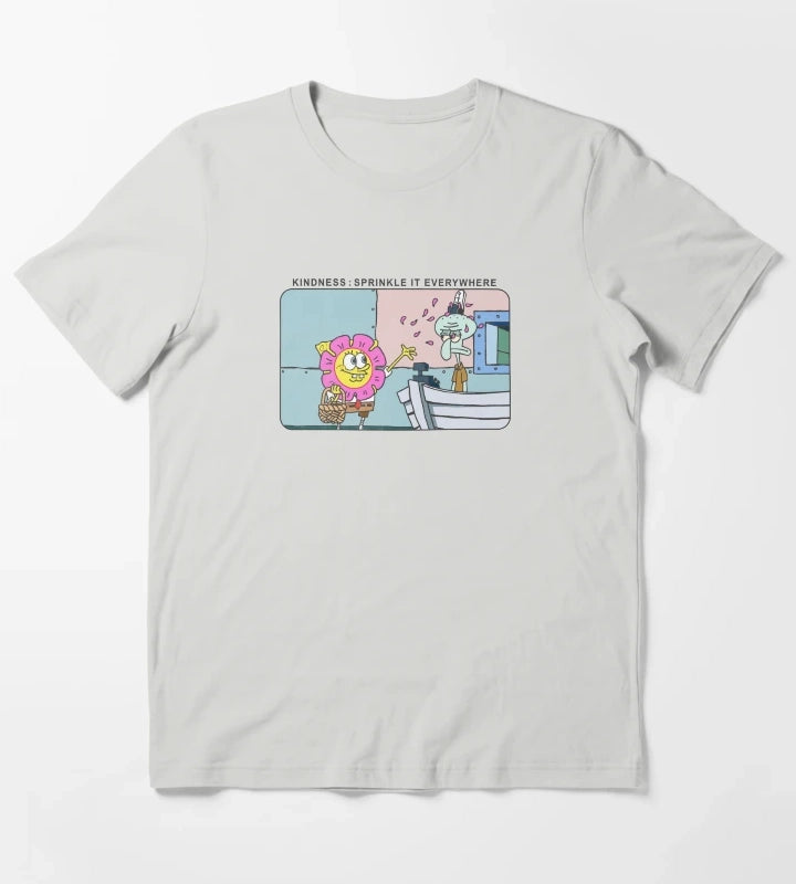 SpongeBob SquarePants and Squidward Kindness Meme T-Shirt Light Grey