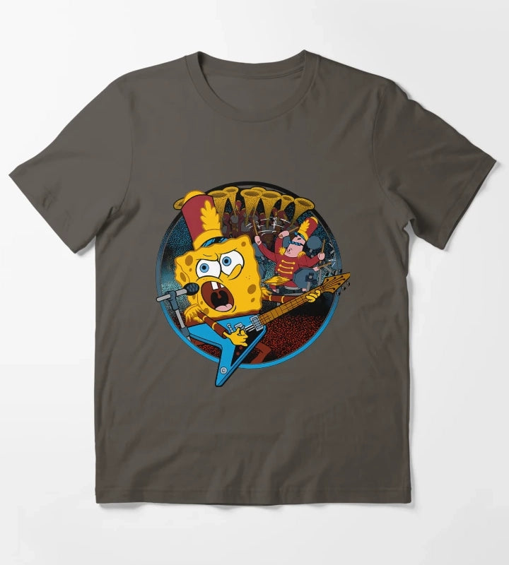 Spongebob Squarepants And Patrick Super Bowl Band V2 T-Shirt Dark Grey