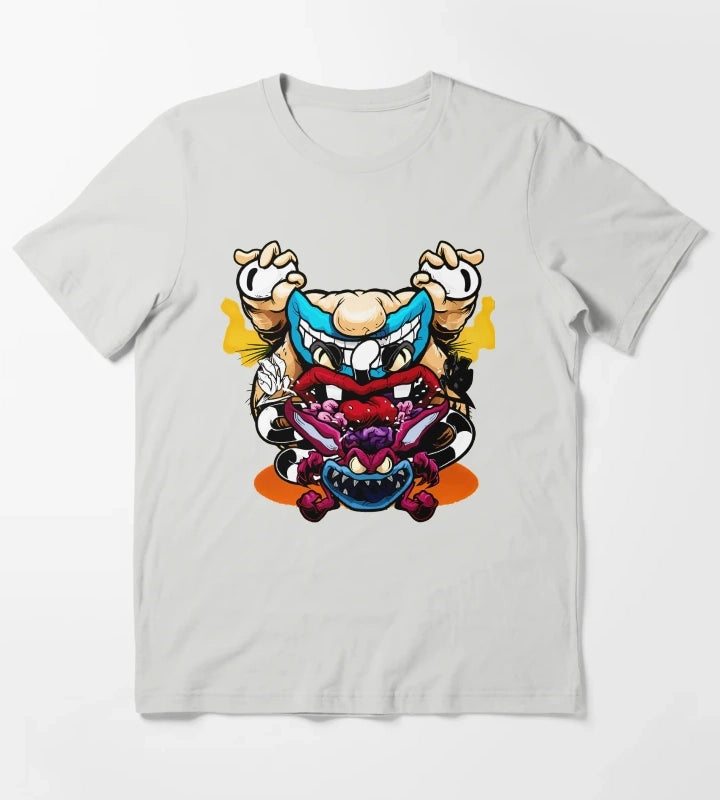 Spooky Monsters Artistic Sketch T-Shirt Light Grey