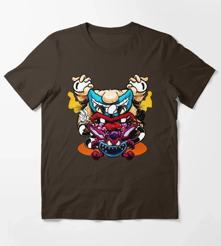 Spooky Monsters Artistic Sketch T-Shirt Brown