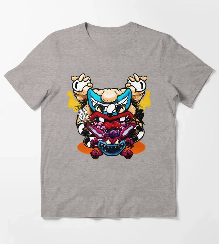 Spooky Monsters Artistic Sketch T-Shirt Heather Grey