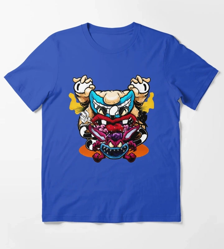 Spooky Monsters Artistic Sketch T-Shirt Blue