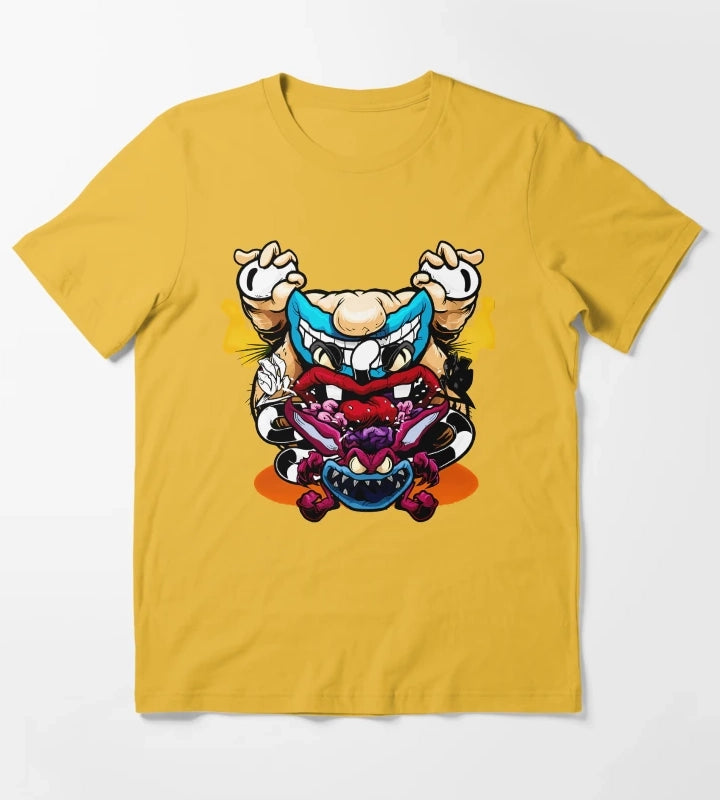 Spooky Monsters Artistic Sketch T-Shirt Yellow