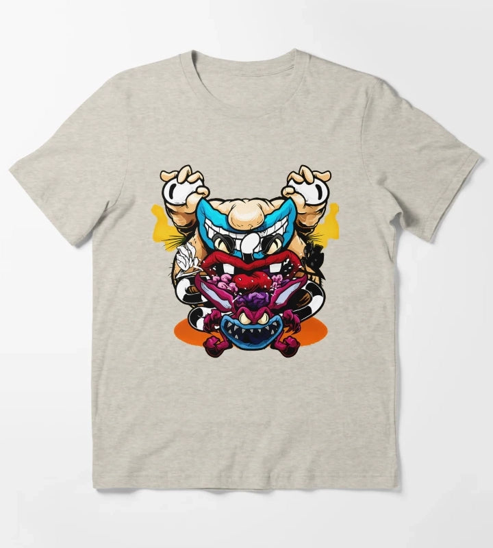 Spooky Monsters Artistic Sketch T-Shirt Cream