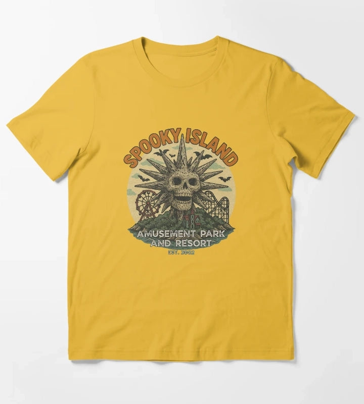 Spooky Resort disco skull retro halloween T-Shirt Yellow