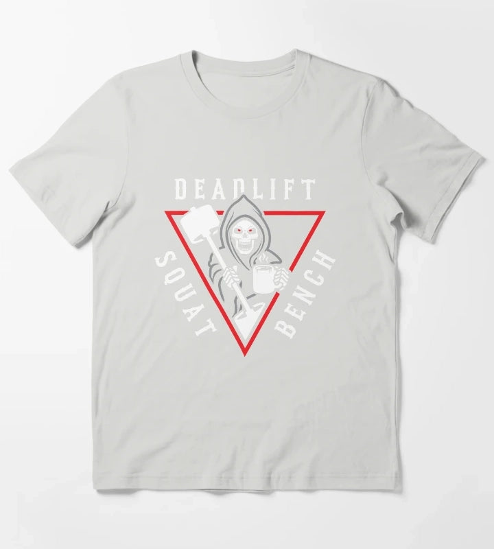 Squat Bench Deadlift Grim Reaper T-Shirt Light Grey