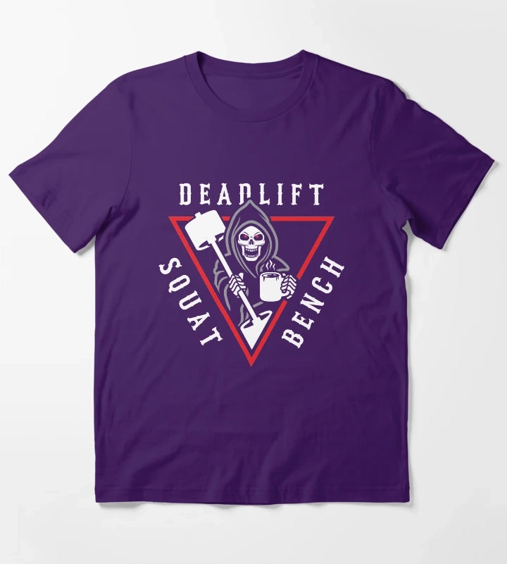 Squat Bench Deadlift Grim Reaper T-Shirt Purple