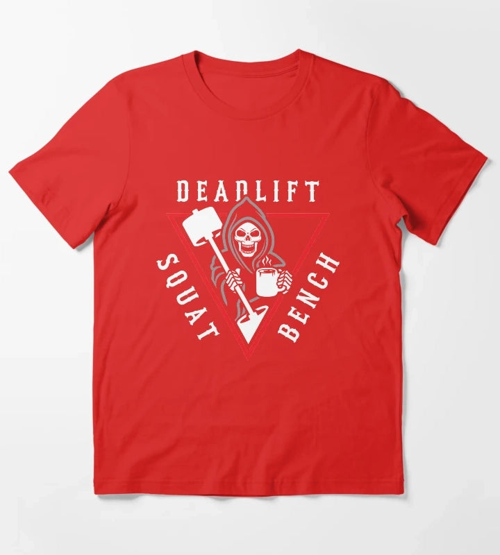 Squat Bench Deadlift Grim Reaper T-Shirt Red