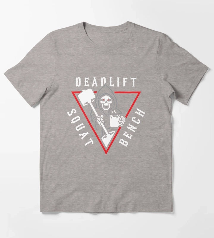 Squat Bench Deadlift Grim Reaper T-Shirt Heather Grey