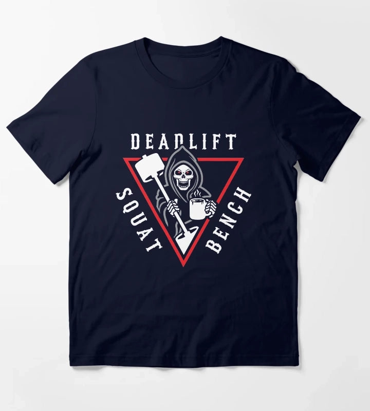 Squat Bench Deadlift Grim Reaper T-Shirt Navy