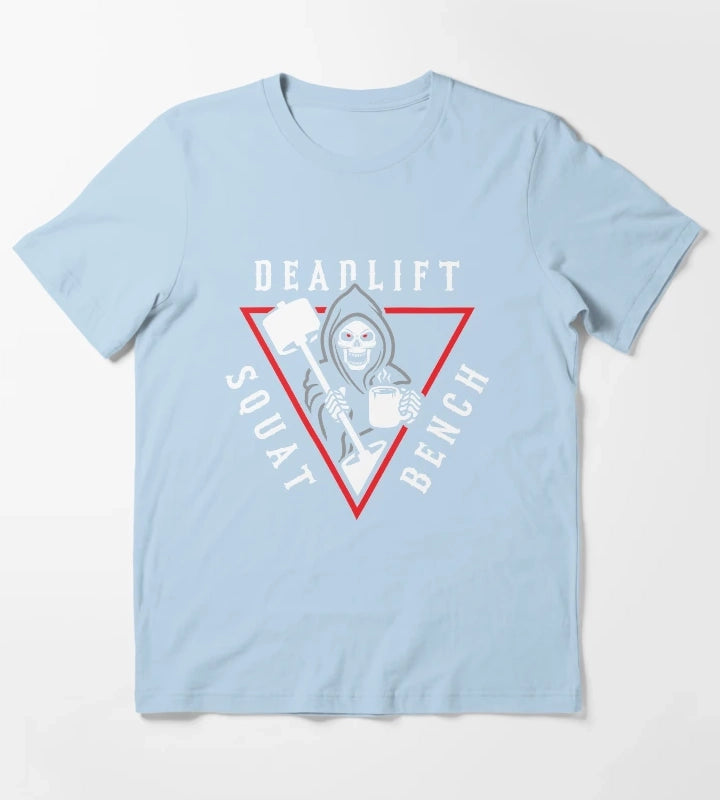 Squat Bench Deadlift Grim Reaper T-Shirt Sky Blue