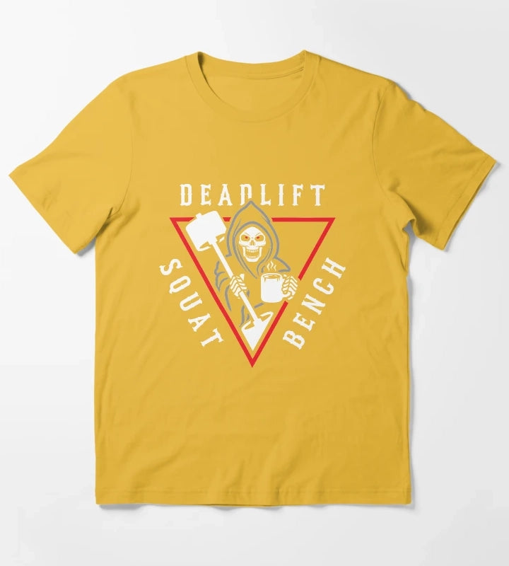 Squat Bench Deadlift Grim Reaper T-Shirt Yellow