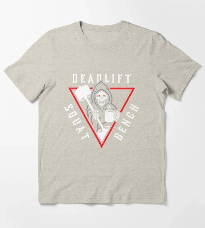 Squat Bench Deadlift Grim Reaper T-Shirt Cream