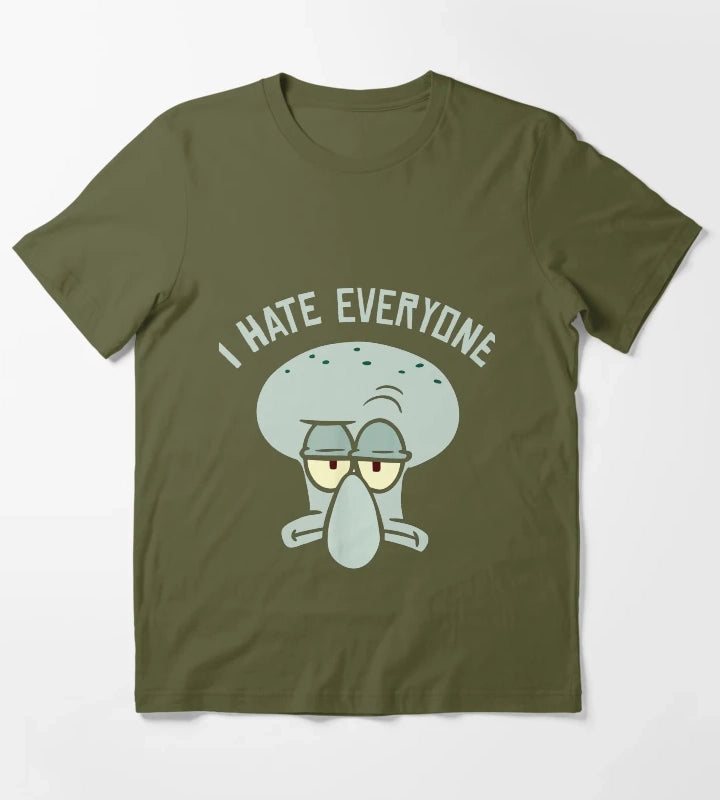 Squidward I Hate Everyone T-Shirt Olive Green
