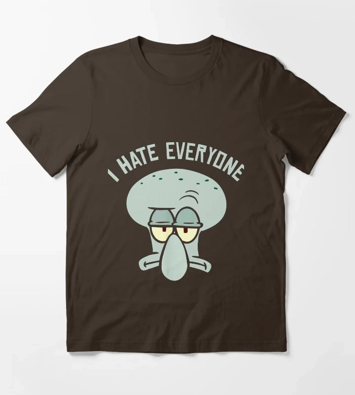 Squidward I Hate Everyone T-Shirt Brown