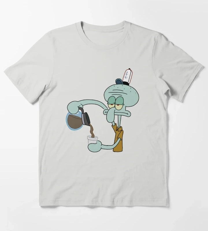 Squidward and his coffee T-Shirt Light Grey