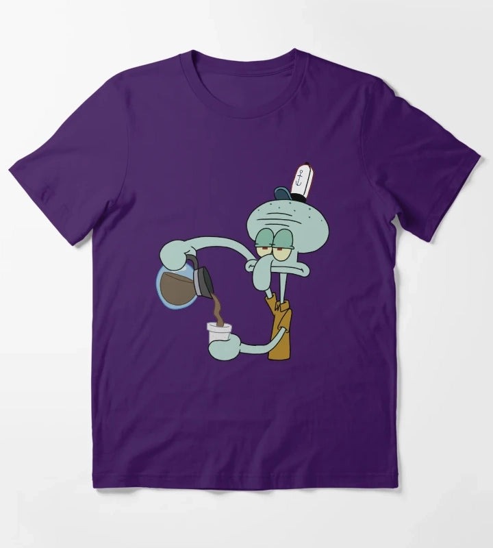 Squidward and his coffee T-Shirt Purple