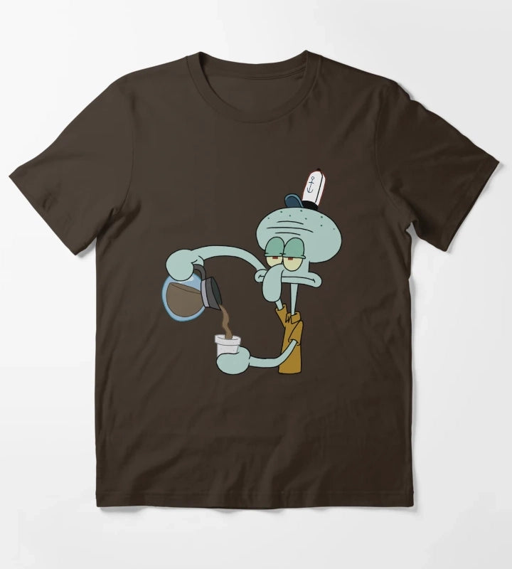 Squidward and his coffee T-Shirt Brown