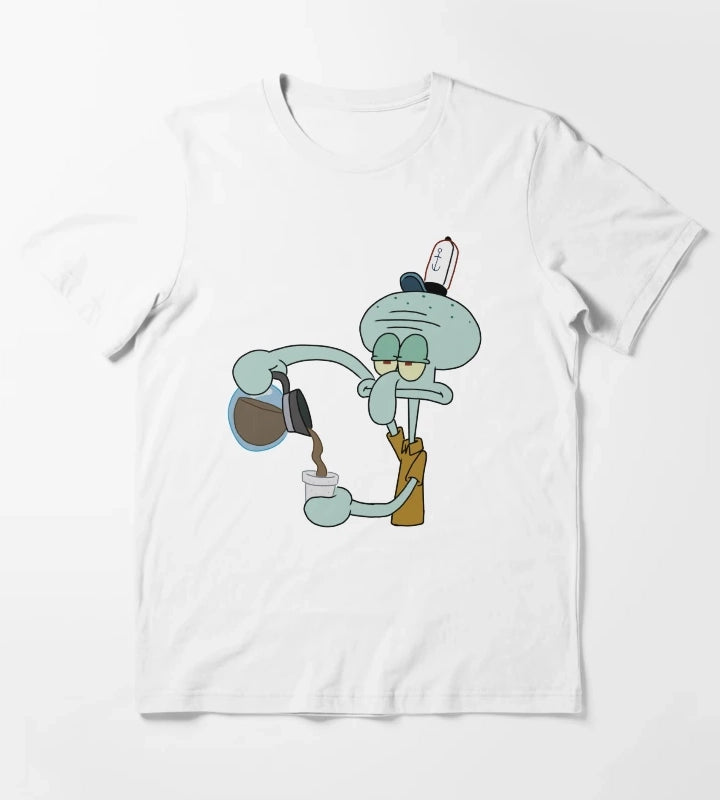 Squidward and his coffee T-Shirt White