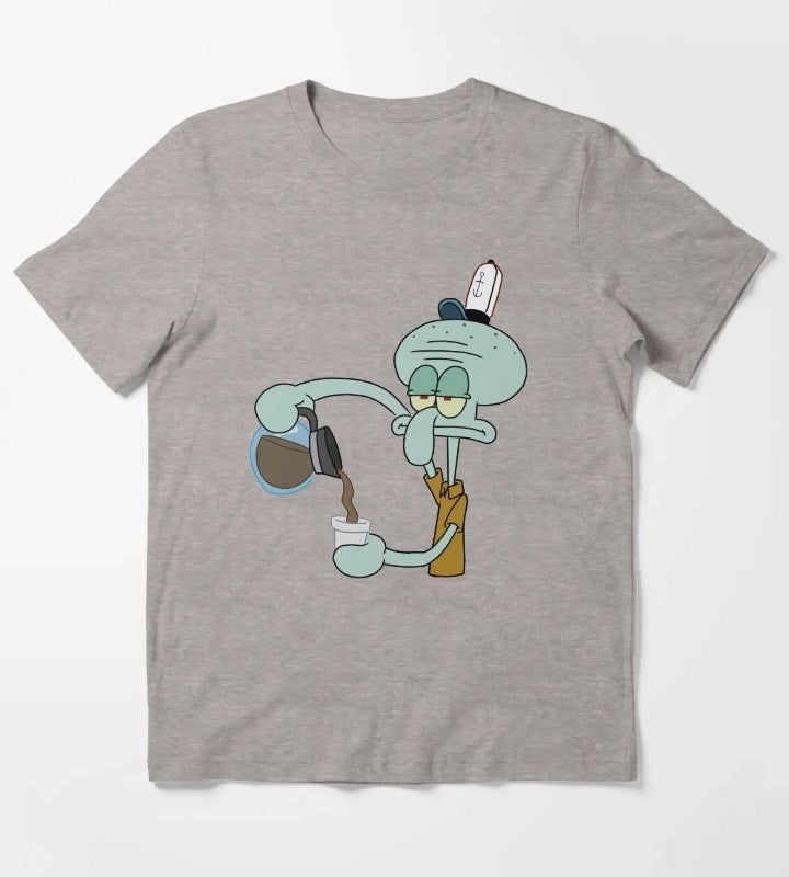 Squidward and his coffee T-Shirt Heather Grey