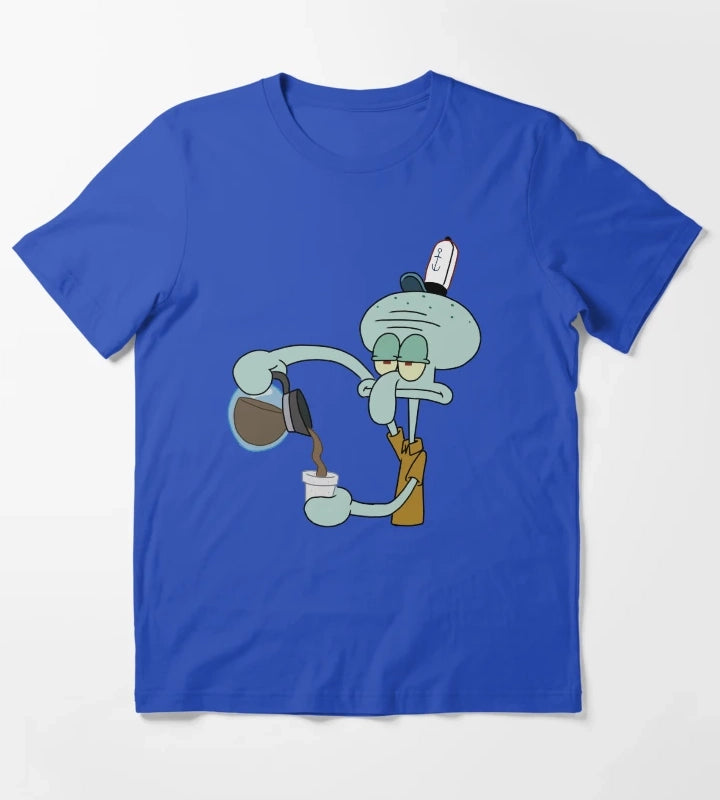 Squidward and his coffee T-Shirt Blue