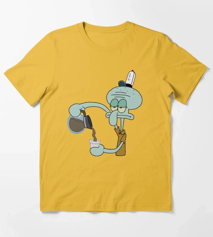 Squidward and his coffee T-Shirt Yellow