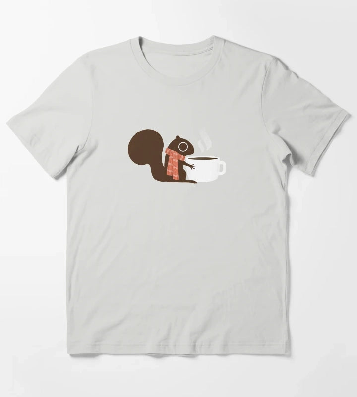 Squirrel Coffee Holiday T-Shirt Light Grey