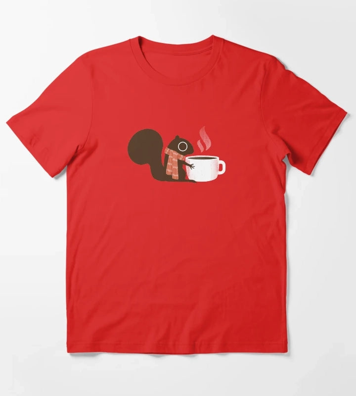Squirrel Coffee Holiday T-Shirt Red