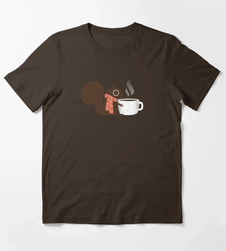Squirrel Coffee Holiday T-Shirt Brown