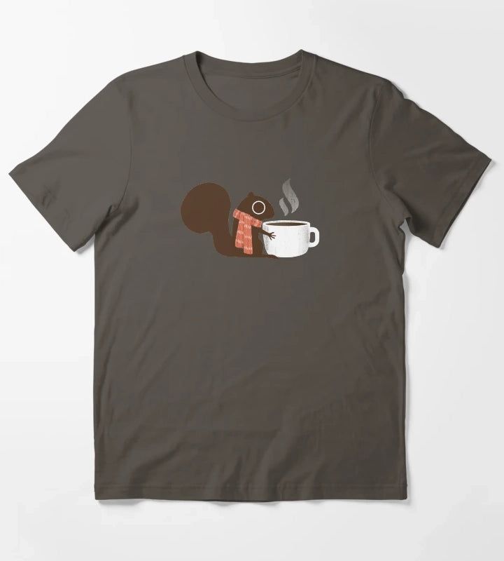 Squirrel Coffee Holiday T-Shirt Dark Grey