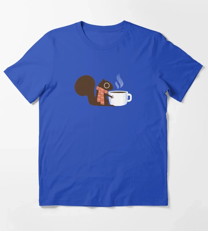 Squirrel Coffee Holiday T-Shirt Blue