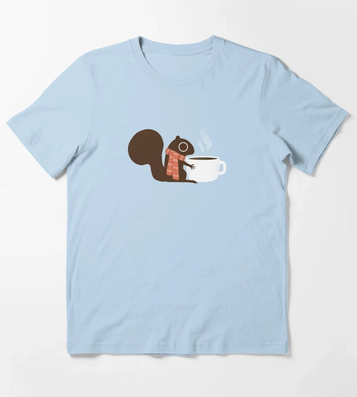 Squirrel Coffee Holiday T-Shirt Sky Blue