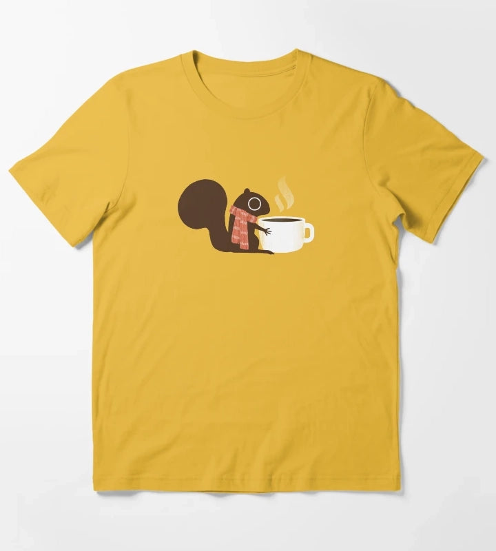 Squirrel Coffee Holiday T-Shirt Yellow