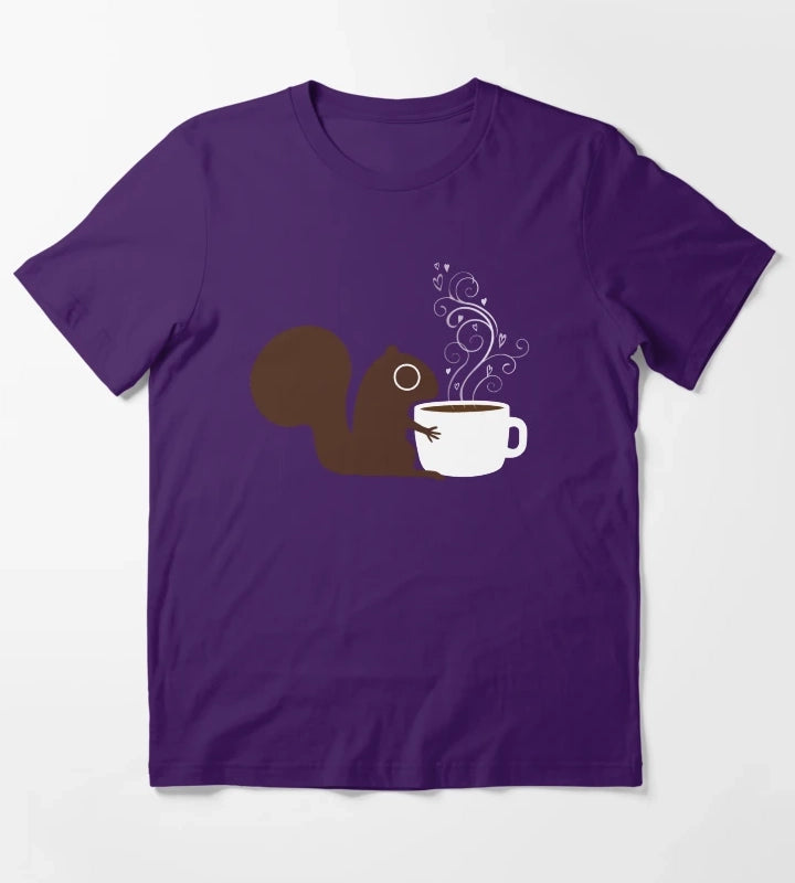 Squirrel Loves Coffee T-Shirt Purple
