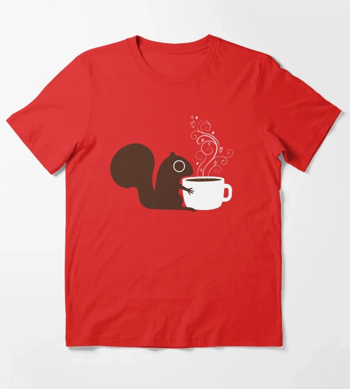 Squirrel Loves Coffee T-Shirt Red