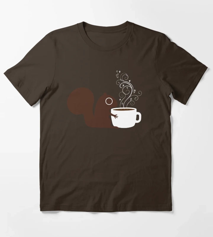 Squirrel Loves Coffee T-Shirt Brown