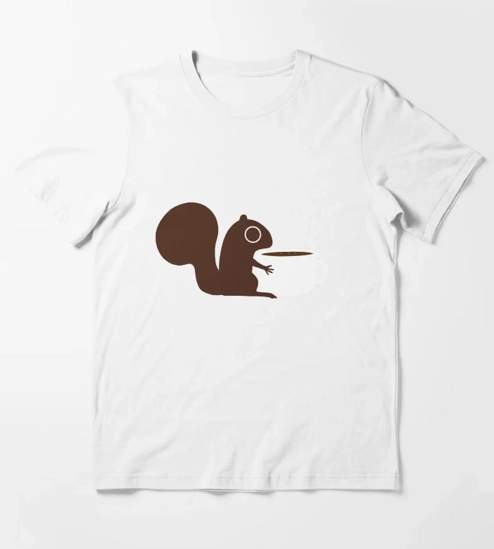 Squirrel Loves Coffee T-Shirt White