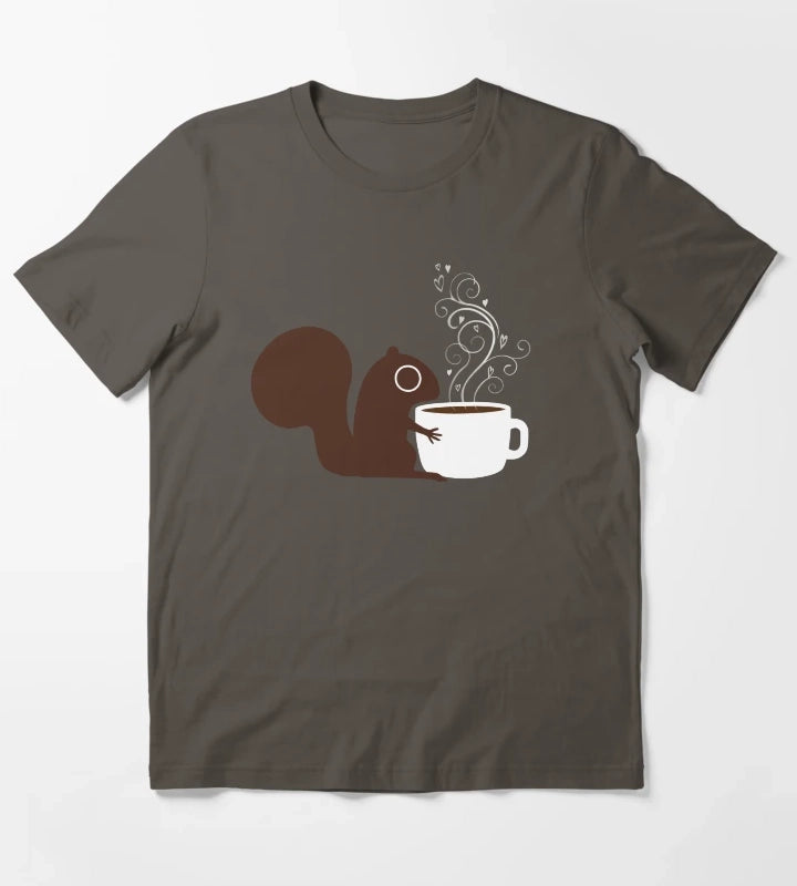 Squirrel Loves Coffee T-Shirt Dark Grey