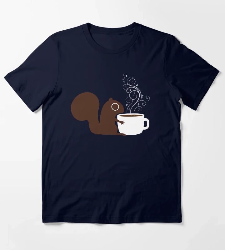 Squirrel Loves Coffee T-Shirt Navy
