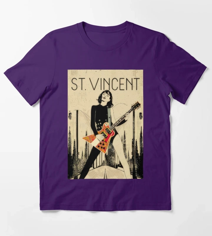 St Vincent Annie Clark Inspired Art Decore T-Shirt Purple