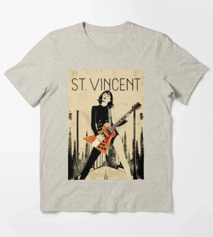 St Vincent Annie Clark Inspired Art Decore T-Shirt Cream