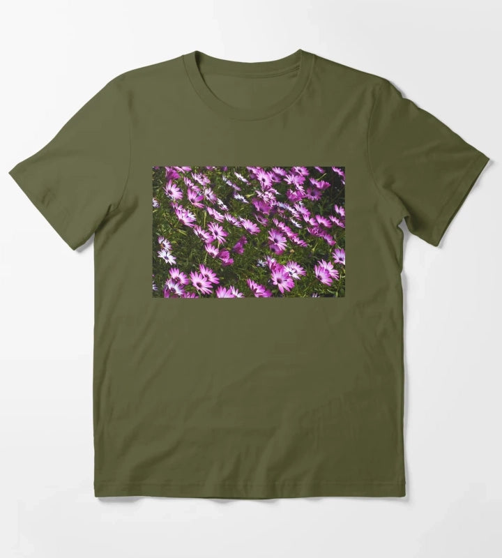 Standing In Beautiful Daisies T-Shirt Olive Green